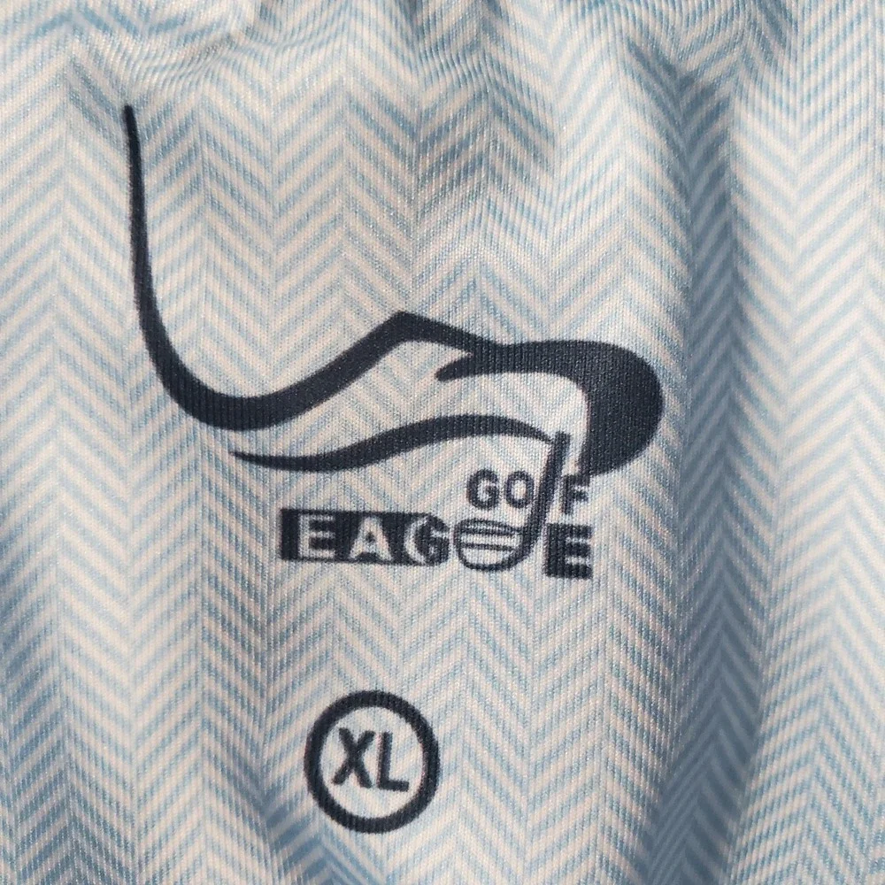 EAGEGOF Polo Shirt Mens XL Blue Herringbone Short Sleeve Stretch Performance